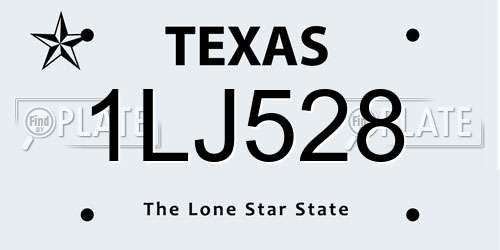 1LJ528 Texas License Plate