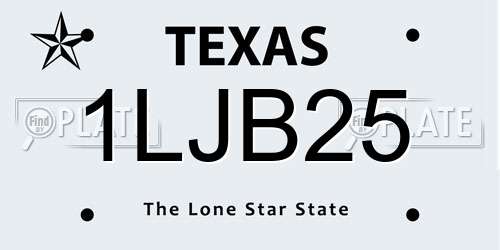 1LJB25 Texas License Plate