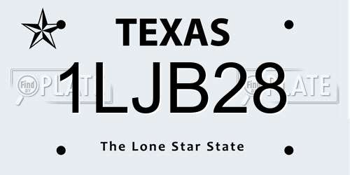 1LJB28 Texas License Plate
