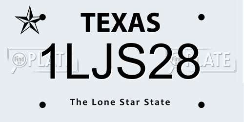 1LJS28 Texas License Plate