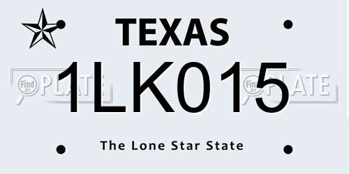 1LK015 Texas License Plate