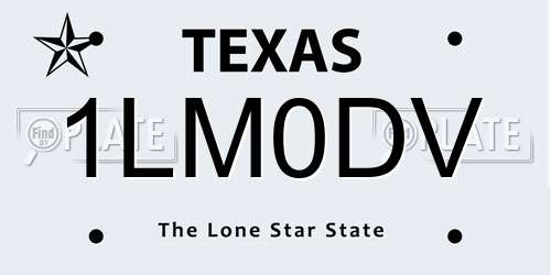1LM0DV Texas License Plate