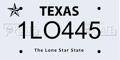 1LO445 Texas License Plate