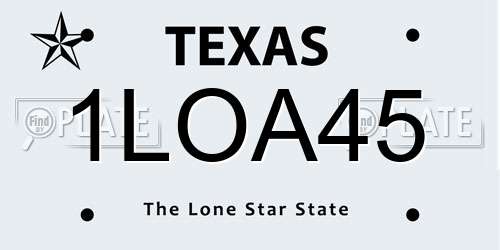 1LOA45 Texas License Plate