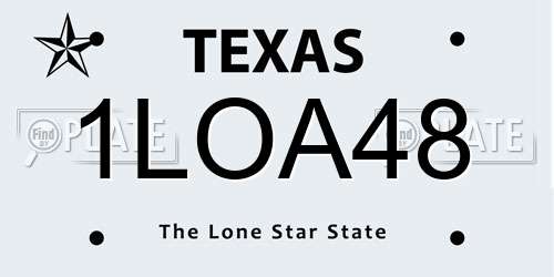 1LOA48 Texas License Plate