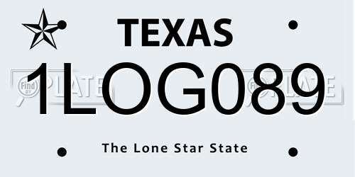 1LOG089 Texas License Plate