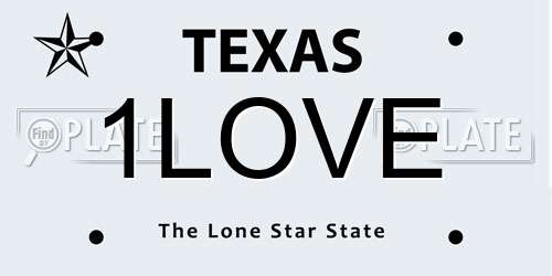 1LOVE Texas License Plate