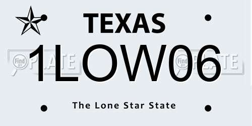 1LOW06 Texas License Plate