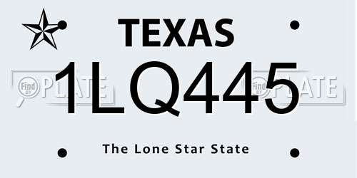 1LQ445 Texas License Plate
