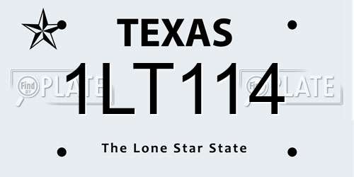 1LT114 Texas License Plate