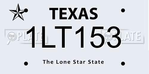 1LT153 Texas License Plate