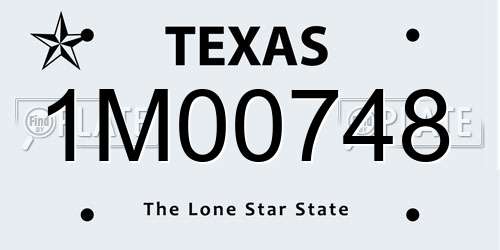 1M00748 Texas License Plate