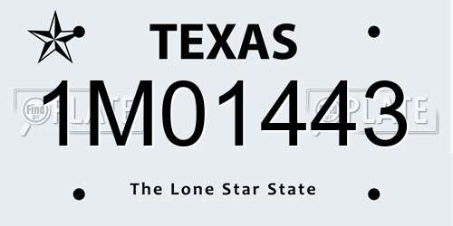1M01443 Texas License Plate