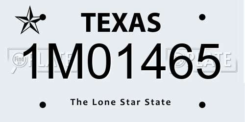1M01465 Texas License Plate