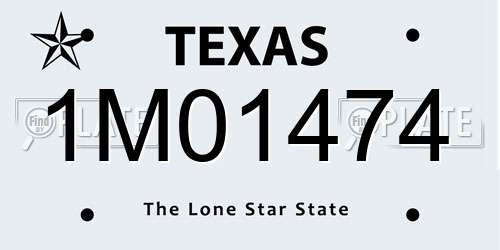 1M01474 Texas License Plate