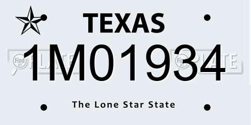 1M01934 Texas License Plate