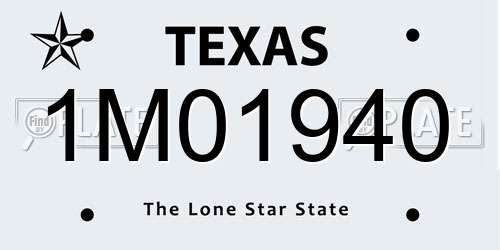 1M01940 Texas License Plate