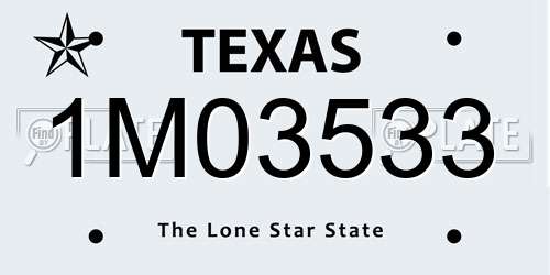 1M03533 Texas License Plate