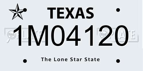 1M04120 Texas License Plate