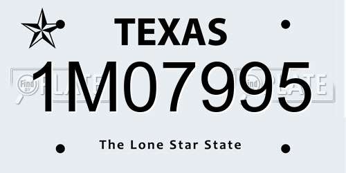 1M07995 Texas License Plate