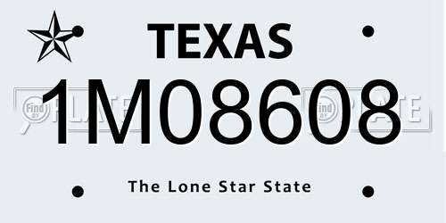 1M08608 Texas License Plate