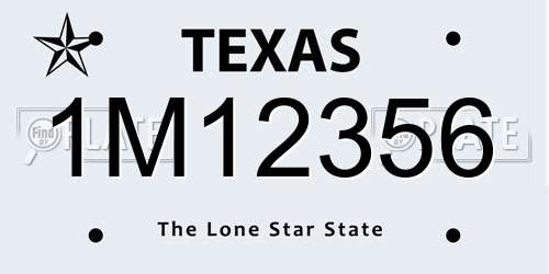 1M12356 Texas License Plate
