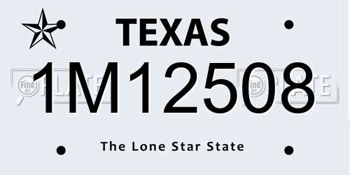 1M12508 Texas License Plate