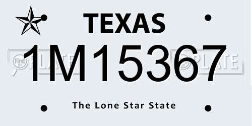 1M15367 Texas License Plate