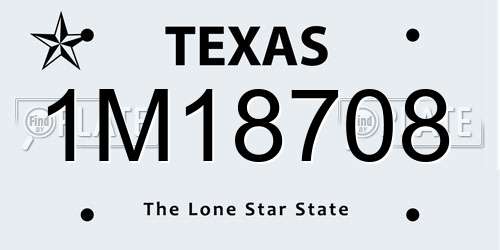 1M18708 Texas License Plate