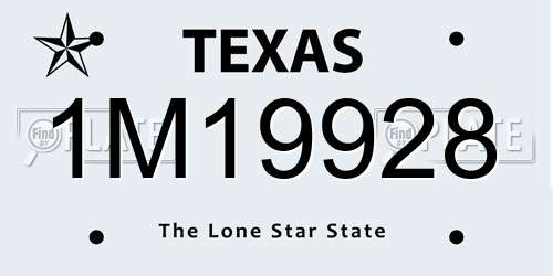 1M19928 Texas License Plate