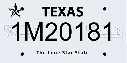 1M20181 Texas License Plate