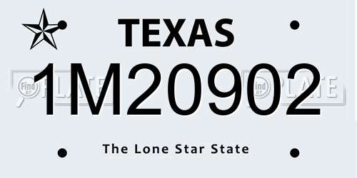 1M20902 Texas License Plate