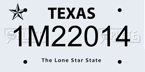 1M22014 Texas License Plate