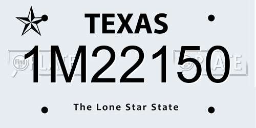 1M22150 Texas License Plate
