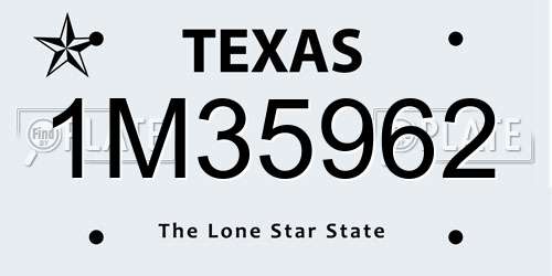 1M35962 Texas License Plate