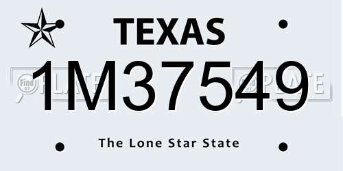 1M37549 Texas License Plate