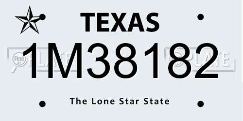 1M38182 Texas License Plate