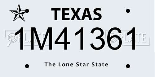 1M41361 Texas License Plate