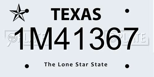 1M41367 Texas License Plate