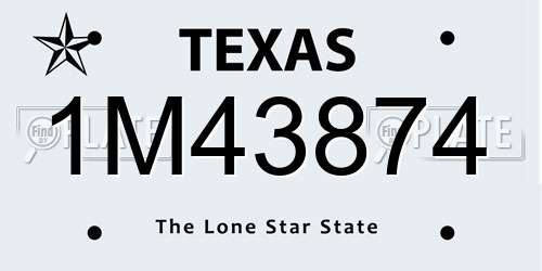 1M43874 Texas License Plate