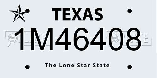 1M46408 Texas License Plate