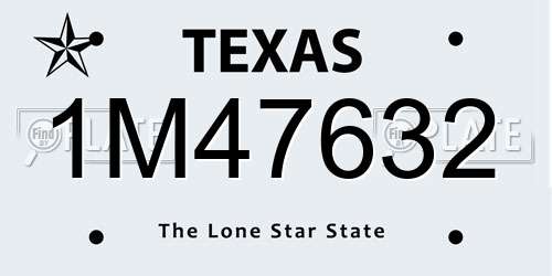 1M47632 Texas License Plate