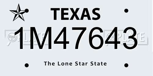 1M47643 Texas License Plate