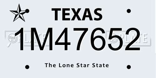 1M47652 Texas License Plate