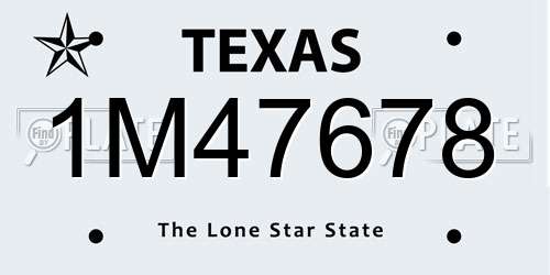 1M47678 Texas License Plate