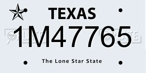 1M47765 Texas License Plate