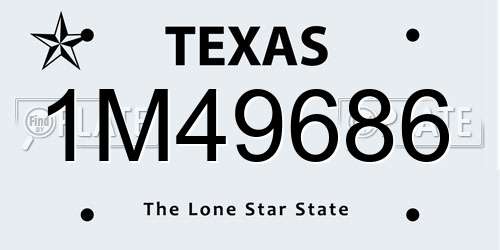 1M49686 Texas License Plate