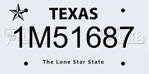 1M51687 Texas License Plate