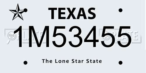 1M53455 Texas License Plate