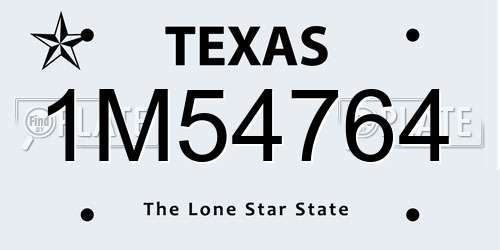 1M54764 Texas License Plate